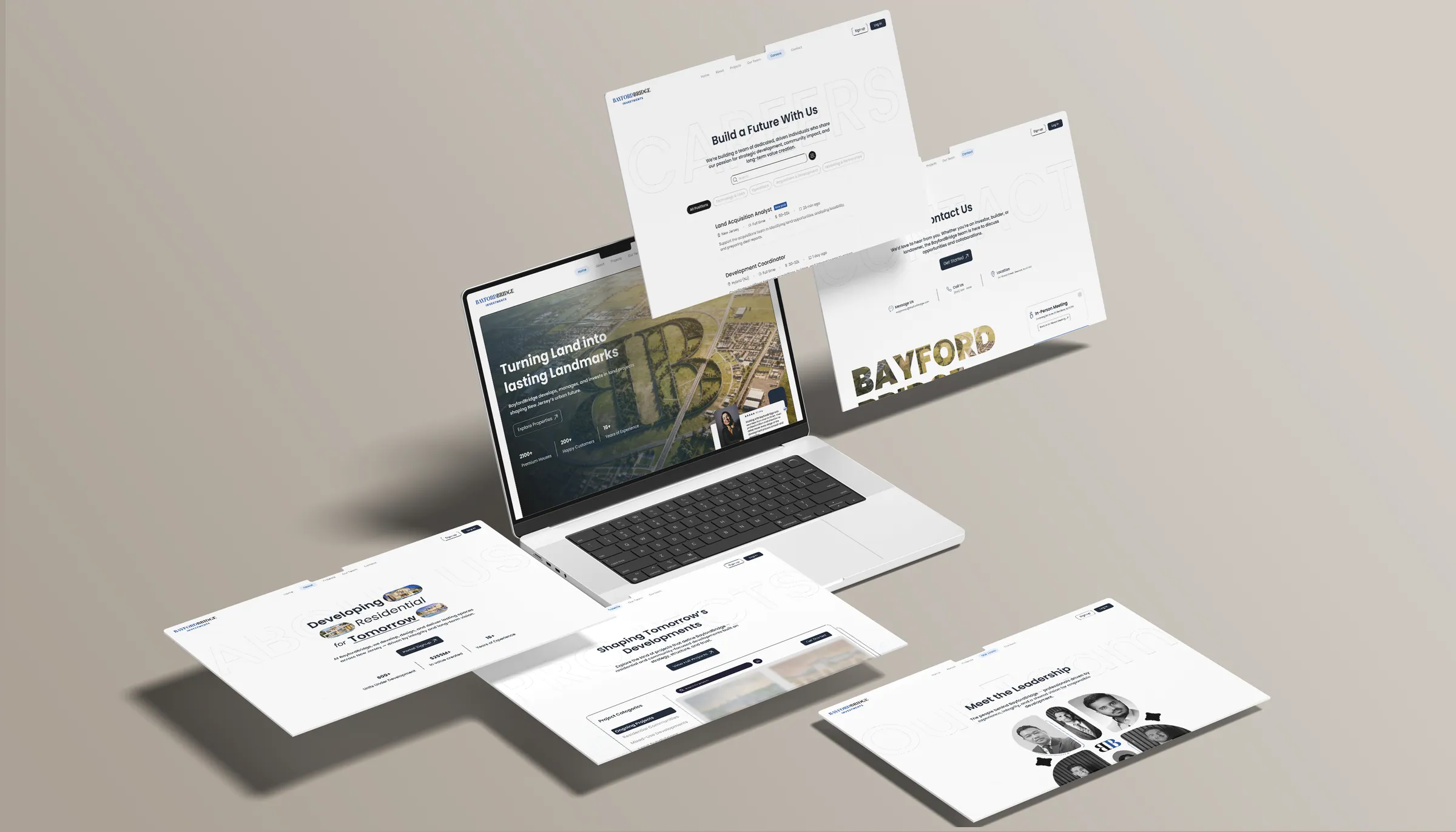 BayfordBridge website pages floating around a laptop